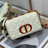 Dior Small Dioramour Caro Bag in White Cannage Calfskin with Heart Motif 2021
