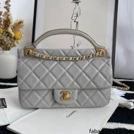 Chanel Hanger Calfskin Small Flap Bag With Top Handle Gray Fall 2021