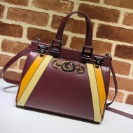 Gucci Zumi Web Leather Small Top Handle Bag 569712 Burgundy 2019