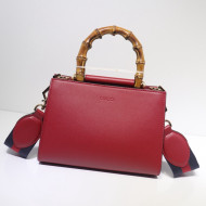 Gucci Leather Bamboo Top Handle Bag 470271 Red 2021