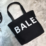 Balenciaga Small Contrasting Logo Canvas Tote Black 2019