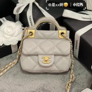 Chanel Hanger Calfskin Mini Flap Bag With Top Handle Gray Fall 2021