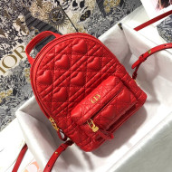 Dior Mini Dioramour Backpack in Red Cannage Lambskin with Heart Motif 2021