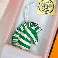 Hermes Geegee Savannah Lambskin Zebra Bag Charm and Key Holder Green/White 2022 03