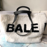 Balenciaga Shearling Large Shopping Tote White 2019