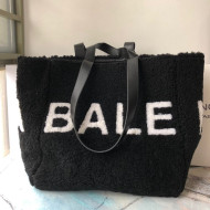 Balenciaga Shearling Large Shopping Tote Black 2019