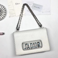 Dior J'adior Flap Bag with Chain in Grained Calfskin White 2018