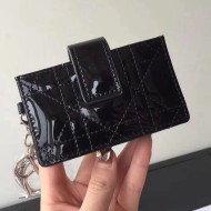 Dior Lady Dior Eden Wallet in Patent Calfskin Black 2018