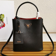 Prada Medium Saffiano Leather Panier Bucket Bag Black 02 2021