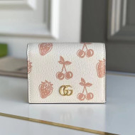 Gucci GG Marmont Berry Print Leather Card Case Wallet 456126 White 2021 
