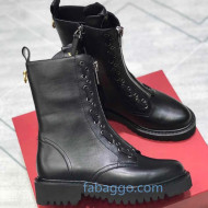 Valentino Calfskin Zip Short Boots Black 2020