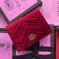 Gucci Velvet GG Marmont Card Case 466492 Red 2017