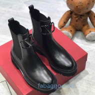 Valentino VLogo Calfskin Short Boots 35mm All Black 2020