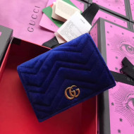 Gucci Velvet GG Marmont Card Case 466492 Royal Blue 2017