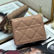 Dior Mini Lady Dior Wallet In Nude Pink Patent Cannage Calfskin 2021