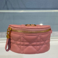 Dior 30 Montaigne Coin Purse Wallet in Pink Supple Cannage Calfskin 2021