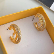 Fendi F Is Fendi Small Hoop Earrings Gold/Crystal 2019