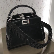 Fendi Peekaboo Mini Bag in Nappa Leather with Weaving Black