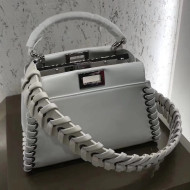Fendi Peekaboo Mini Bag in Nappa Leather with Weaving White