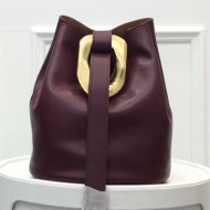 Bottega Veneta Drop Leather Oversize Loop Bucket Bag Burgundy 2019