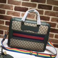 Gucci GG Supreme Briefcase with Web 484663 Green Fall/Winter 2017