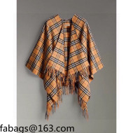 Burberry Check Cashmere Cape Camel Brown 2021 110421