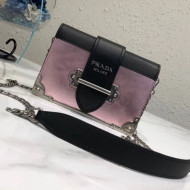 Prada Metallic Calf Leather Shoulder Bag 1BH018 Pink/Black 2018