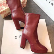 Dior D-Rise Lambskin Zipped High-Heel Ankle Boot Burgundy 2019