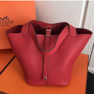 Hermes Togo Calfskin Leather Picotin Lock PM/MM Bag Red