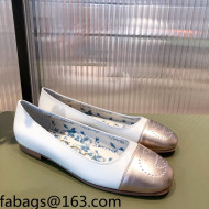 Gucci Leather Ballet Flat with Interlocking G White 2021