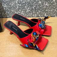 Versace Lambskin Heel Slide Sandals 5.5cm Red 2021 30