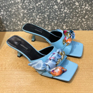 Versace Lambskin Heel Slide Sandals 5.5cm Blue 2021 31