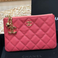 Chanel Grained Calfskin Mini Pouch with Charm A70119 Pink CP06 2021 