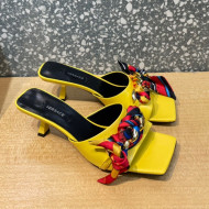 Versace Lambskin Heel Slide Sandals 5.5cm Yellow 2021 32