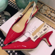 Dior Slingback In Patent Calfskin With J'Adior Ribbon 6.5 cm Red 2018