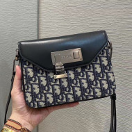 Dior Men's Lock Messenger Bag in Oblique Jacquard Canvas and Calfskin Black 2021