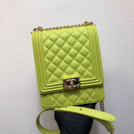 Chanel Smooth Calfskin Boy North/South Flap Bag AS0130 Fluorescent Green 2019