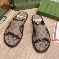Gucci GG Supreme Canvas Slide Sandals Beige/Brown 2021 22