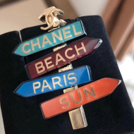 Chanel Direction Brooch AB1705 Blue/Purple/Orange 2019