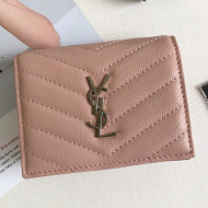 Saint Laurent Monogram Card Case in Grained Leather 530841 Pink 2019
