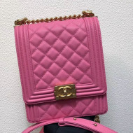Chanel Quilted Smooth Leather Veritical Boy Flap Bag AS0130 Pink 2019