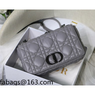 Dior Large Caro Chain Bag in Quilted Macrocannage Calfskin Grey/Black Hardware 2021