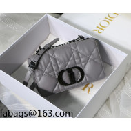 Dior Small Caro Chain Bag in Quilted Macrocannage Calfskin Grey/Black Hardware 2021