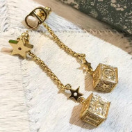 Dior Crystal Lucky Dice CD Earrings White/Gold 2019