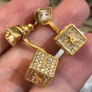 Dior Crystal Lucky Dice Short Earrings White/Gold 2019