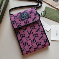Gucci GG Multicolour Canvas Vertical Mini Bag 657582 Pink 2021