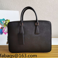Prada Men's Saffiano Leather Business Briefcase Bag 2VE004 Black 2021