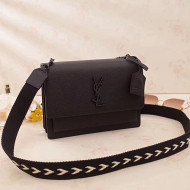 Saint Laurent Medium Sunset Fes Bags in Grained Leather 449453 2018(Black Hardware)
