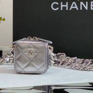 Chanel Gradient Metallic Lambskin Clutch with Chain AP2529 Silver 2022