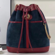 Gucci Suede Leather Rajah Medium Bucket Bag 553961 Blue 2019